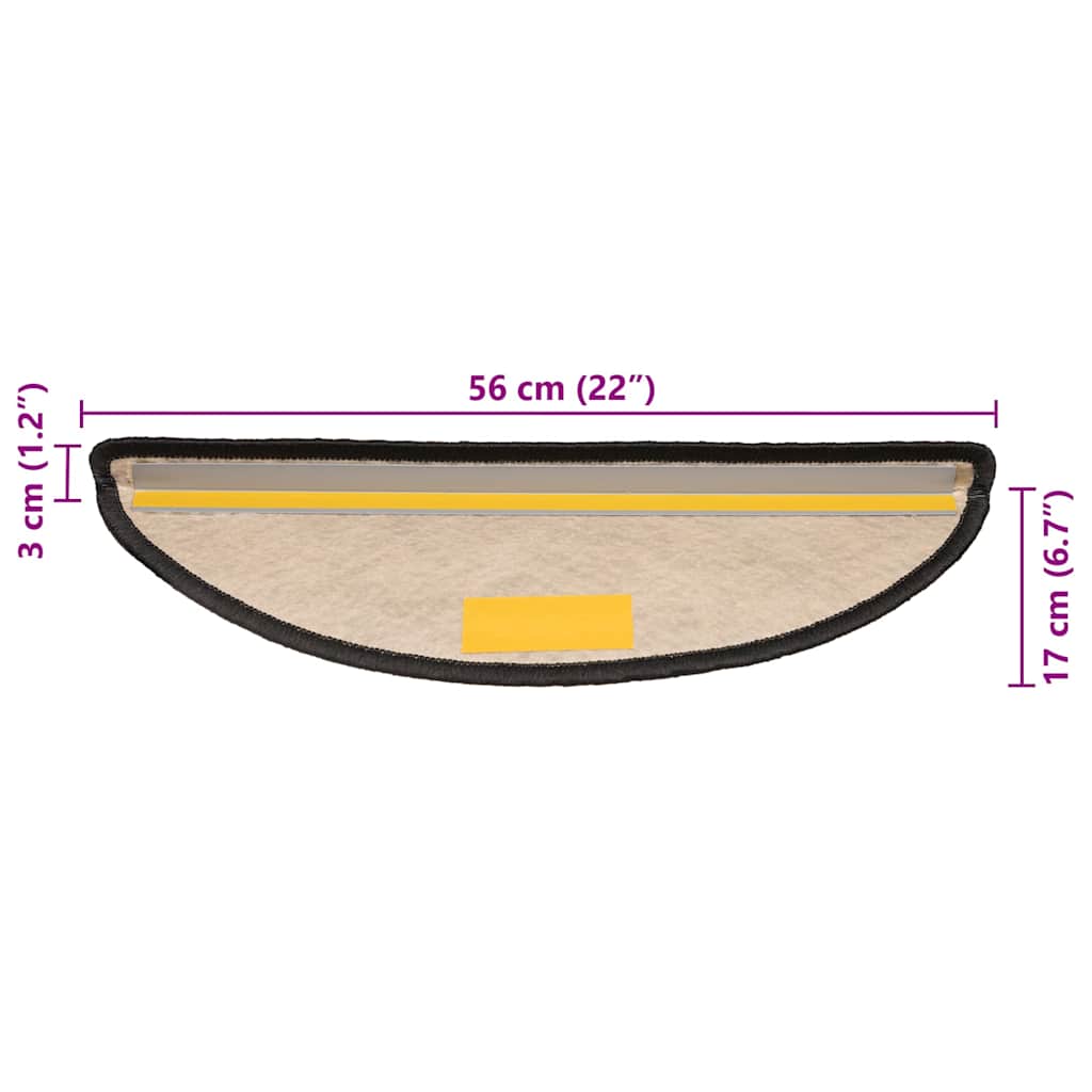 Selvklebende trappematter sisal 30 stk 56x17x3 cm antrasitt