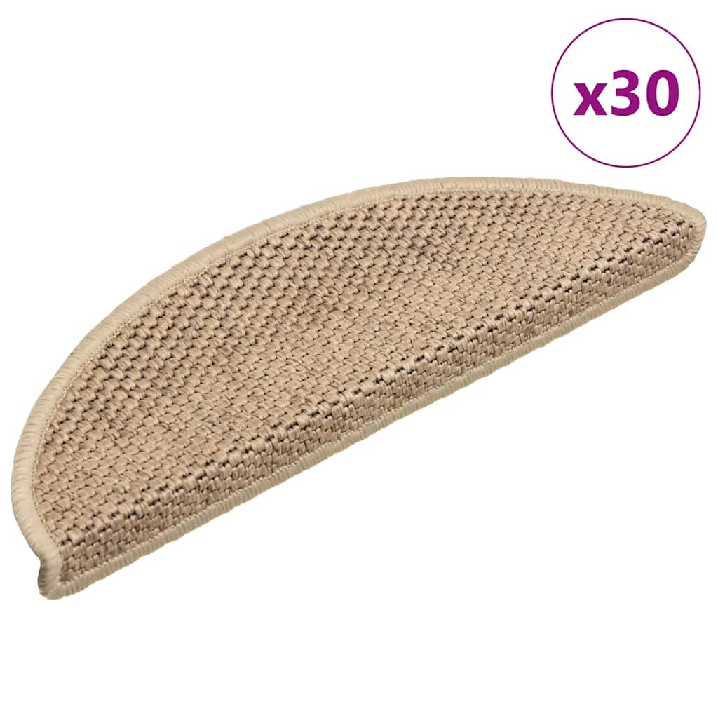 Selvklebende trappematter sisal 30 stk 56x17x3 cm sand