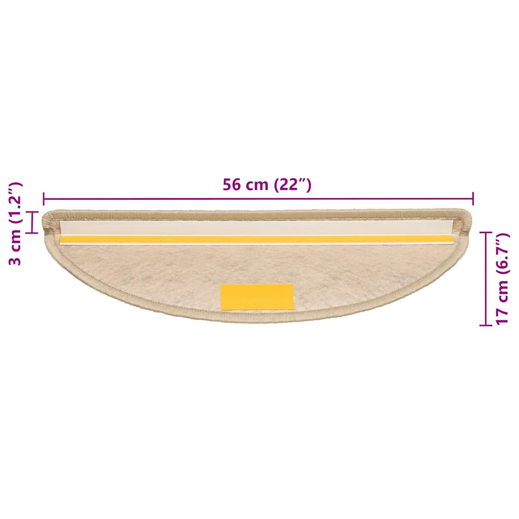 Selvklebende trappematter sisal 30 stk 56x17x3 cm sand