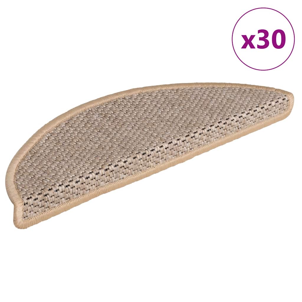 Selvklebende trappematter sisal 30 stk 56x17x3 cm lysebeige