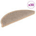 Selvklebende trappematter sisal 30 stk 56x17x3 cm lysebeige