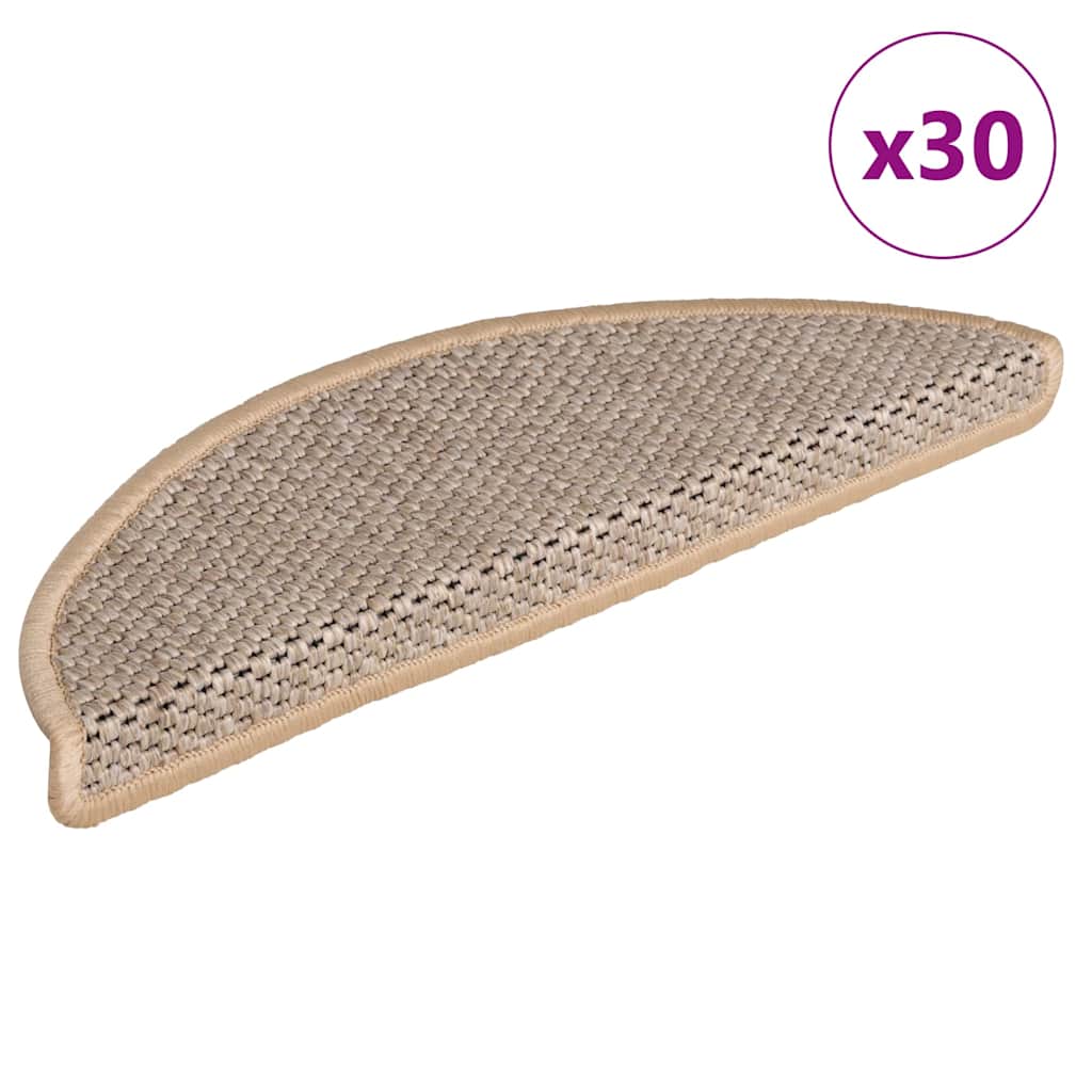 Selvklebende trappematter sisal 30 stk 56x17x3 cm lysebeige