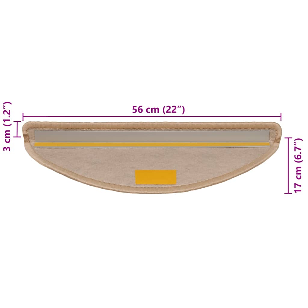 Selvklebende trappematter sisal 30 stk 56x17x3 cm lysebeige