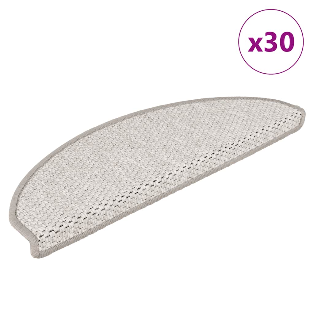 Selvklebende trappematter sisal 30 stk 65x21x4 cm platina