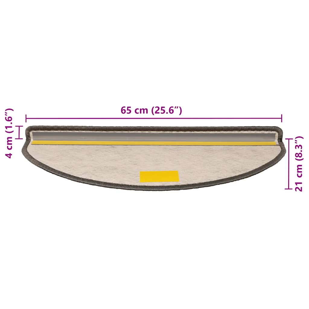 Selvklebende trappematter sisal 30 stk 65x21x4 cm grå og beige