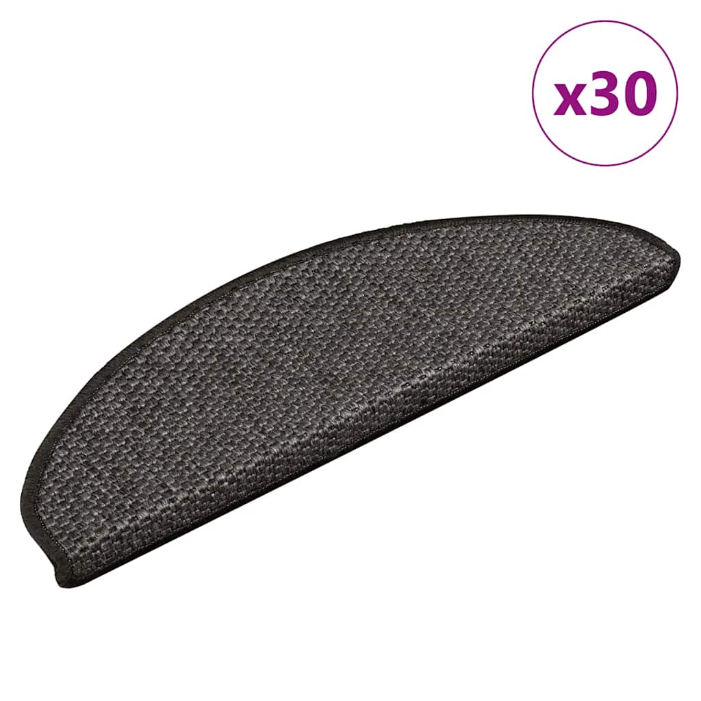 Selvklebende trappematter sisal 30 stk 65x21x4 cm antrasitt