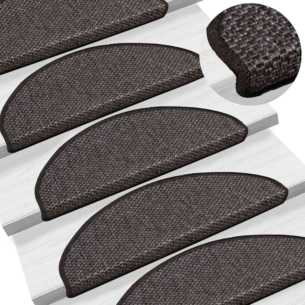 Selvklebende trappematter sisal 30 stk 65x21x4 cm antrasitt