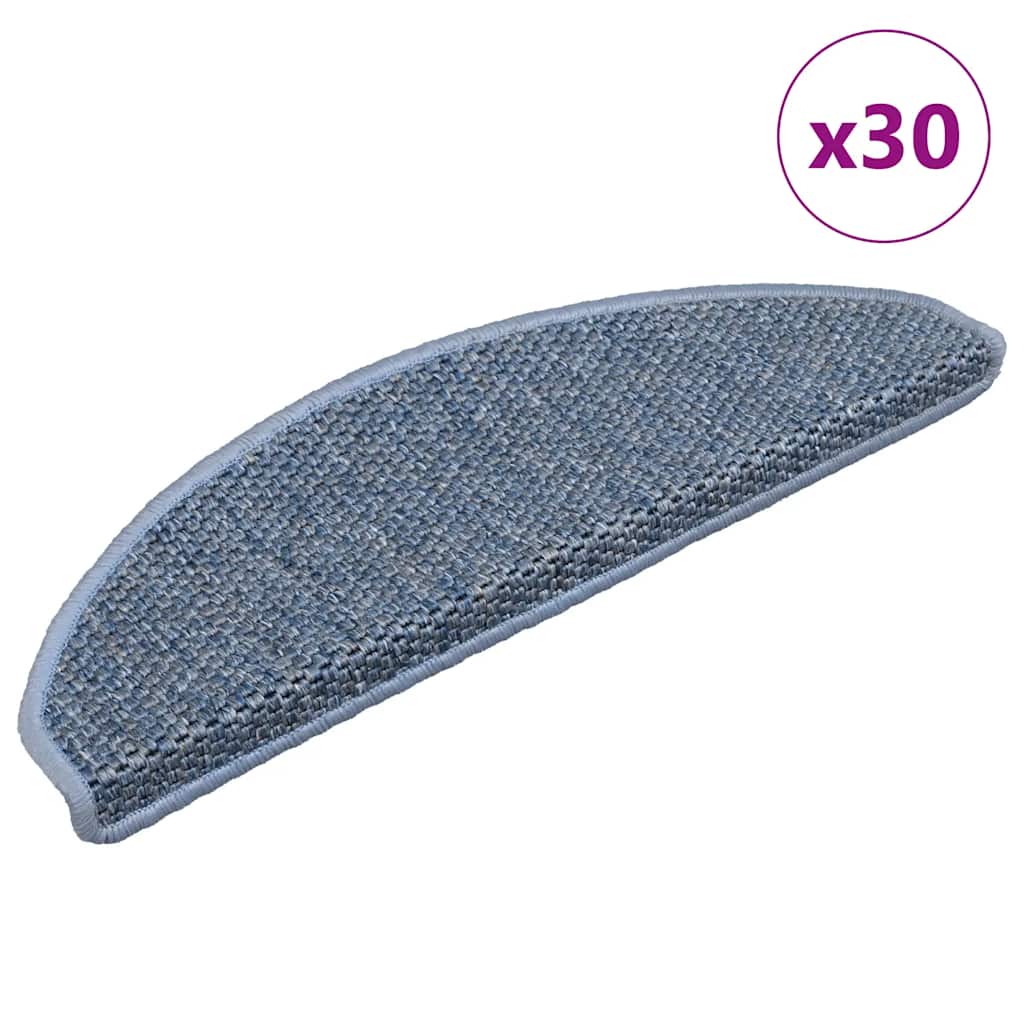 Selvklebende trappematter sisal 30 stk 65x21x4 cm blå