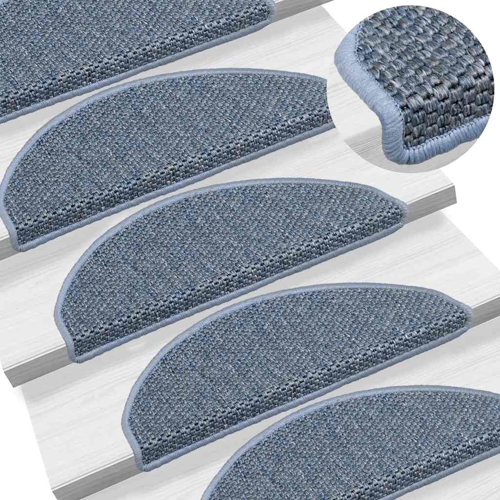 Selvklebende trappematter sisal 30 stk 65x21x4 cm blå