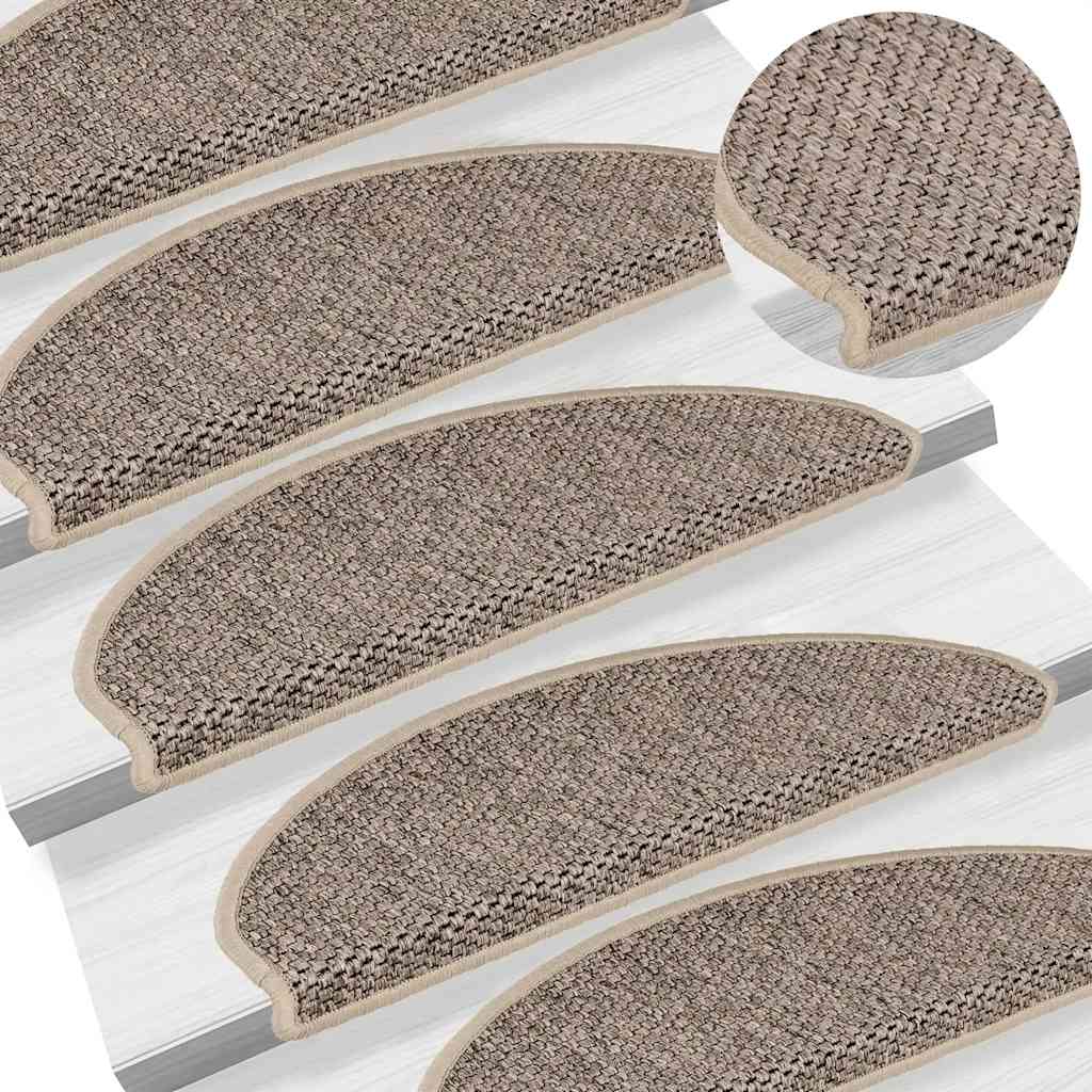 Selvklebende trappematter sisal 30 stk 65x21x4 cm mørk beige