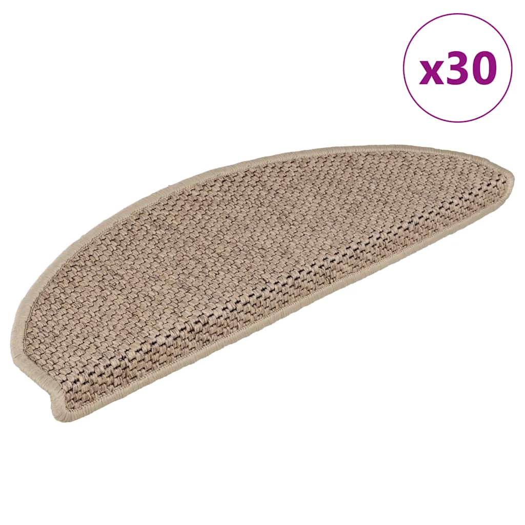 Selvklebende trappematter sisal 30 stk 65x21x4 cm sand