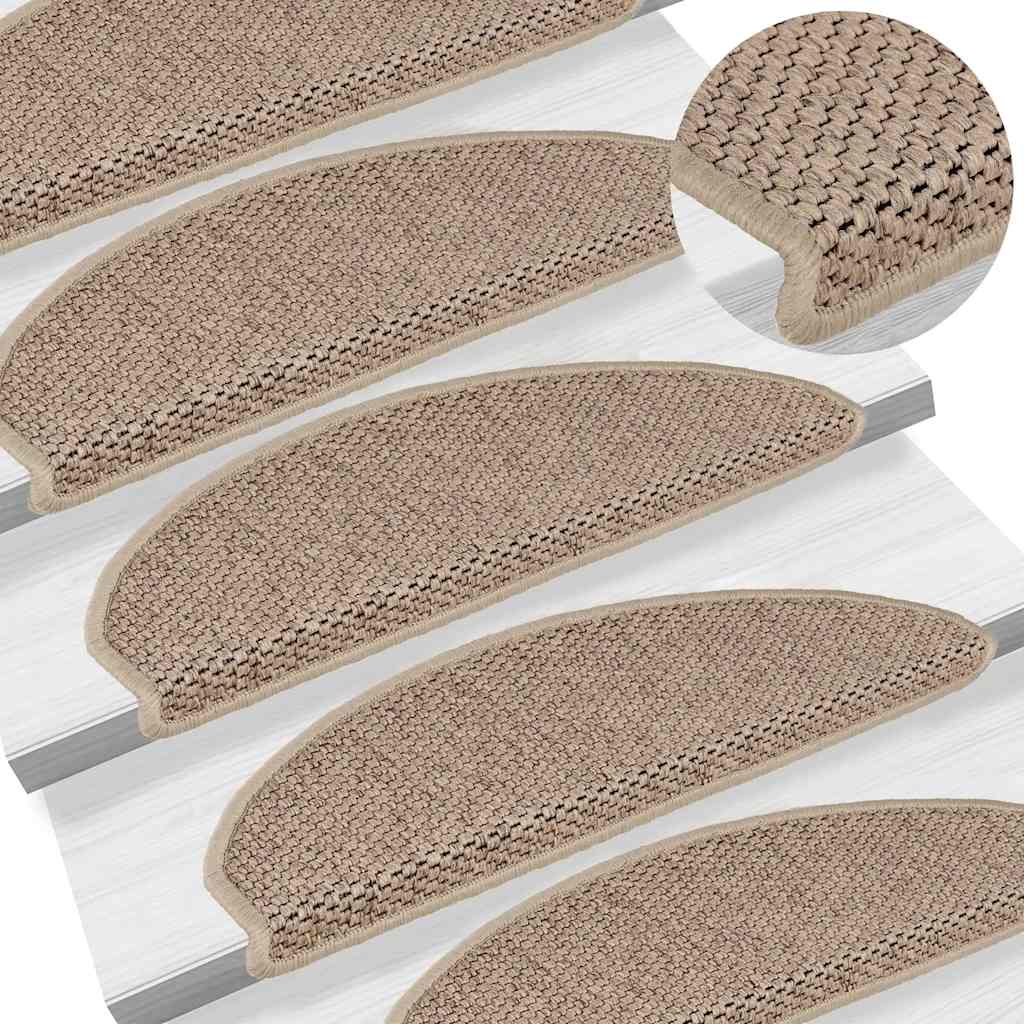 Selvklebende trappematter sisal 30 stk 65x21x4 cm sand