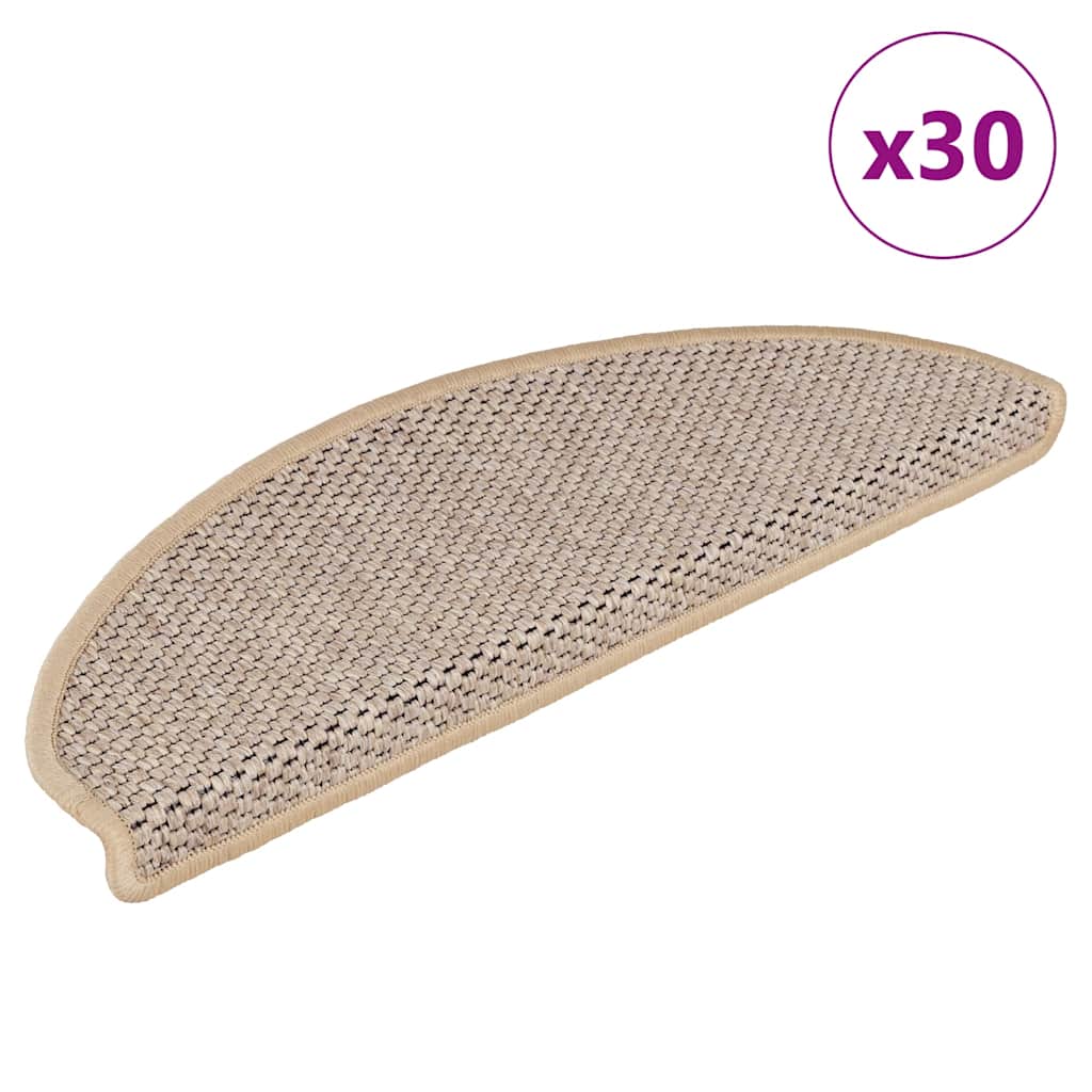 Selvklebende trappematter sisal 30 stk 65x21x4 cm lysebeige