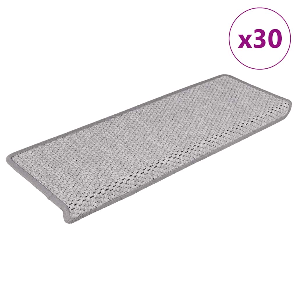 Selvklebende trappematter sisal 30 stk 65x21x4 cm platina