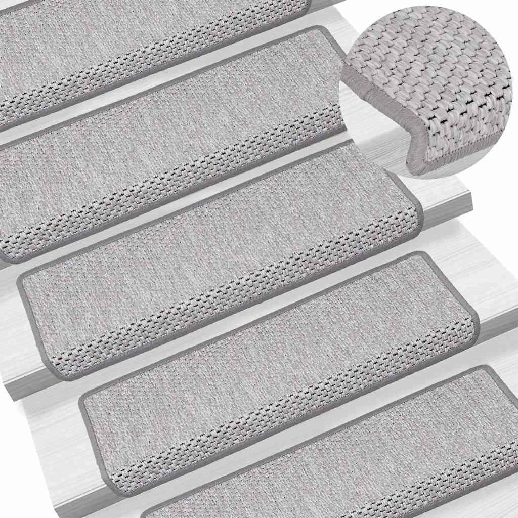 Selvklebende trappematter sisal 30 stk 65x21x4 cm platina