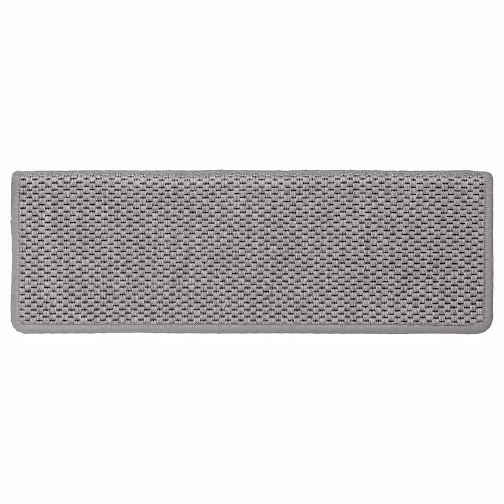 Selvklebende trappematter sisal 30 stk 65x21x4 cm sølv