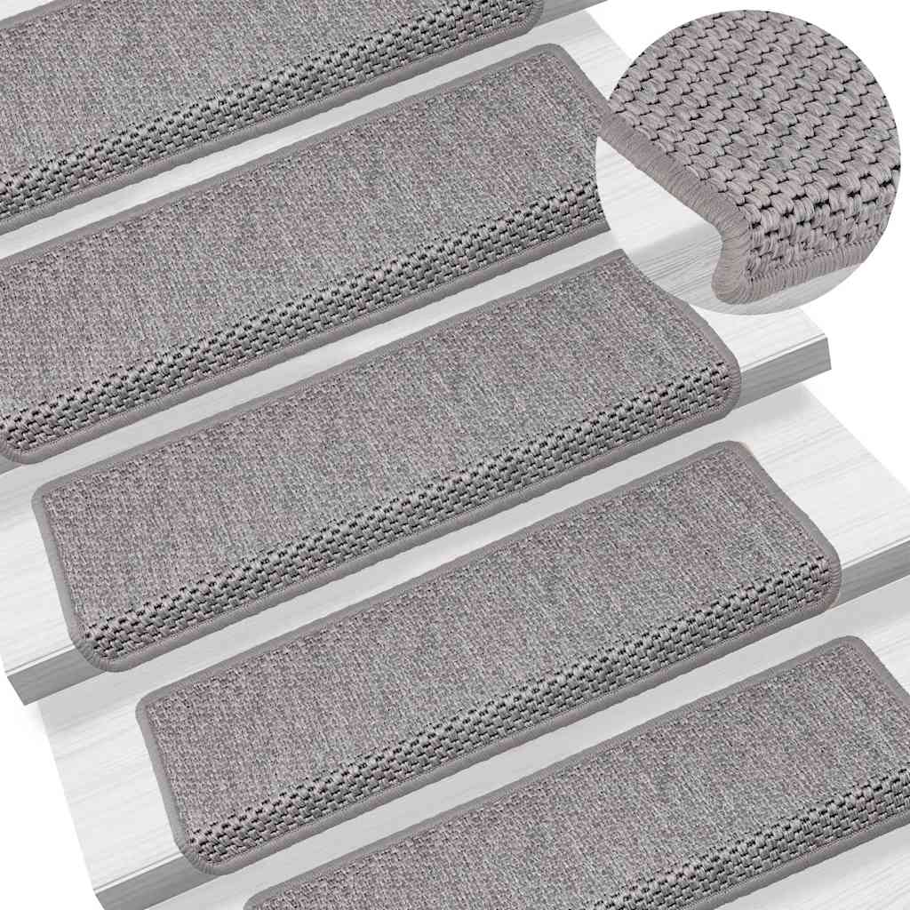Selvklebende trappematter sisal 30 stk 65x21x4 cm sølv