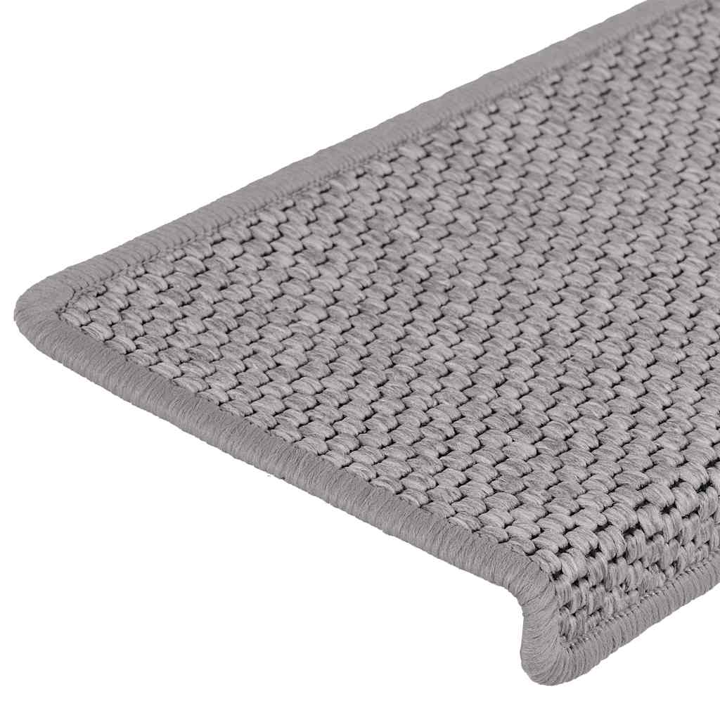 Selvklebende trappematter sisal 30 stk 65x21x4 cm sølv