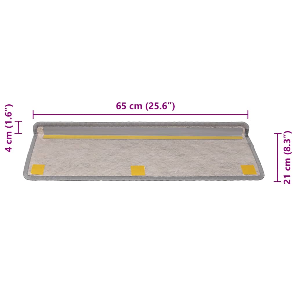 Selvklebende trappematter sisal 30 stk 65x21x4 cm sølv