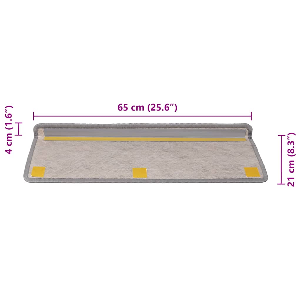 Selvklebende trappematter sisal 30 stk 65x21x4 cm sølv