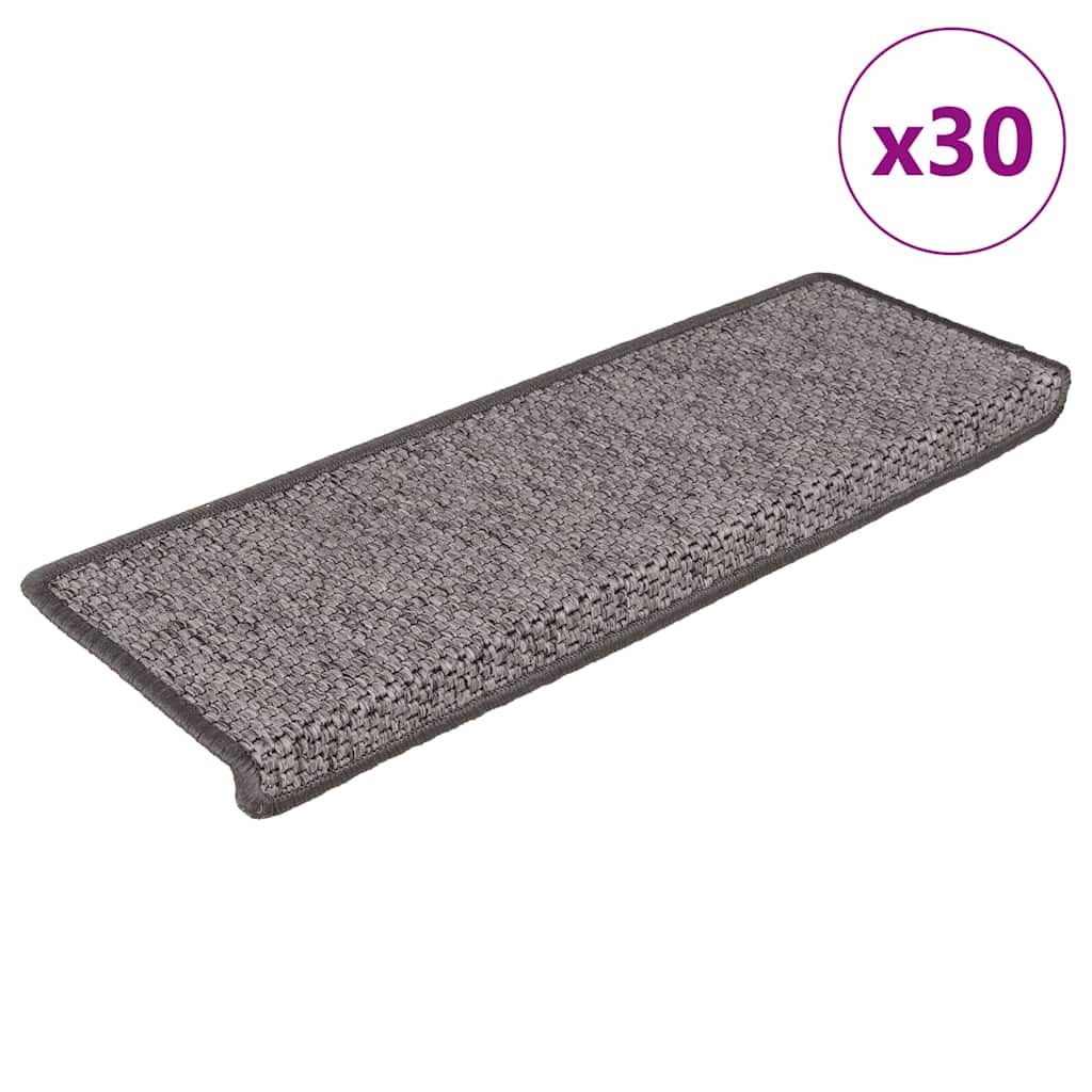 Selvklebende trappematter sisal 30 stk 65x21x4 cm grå og beige