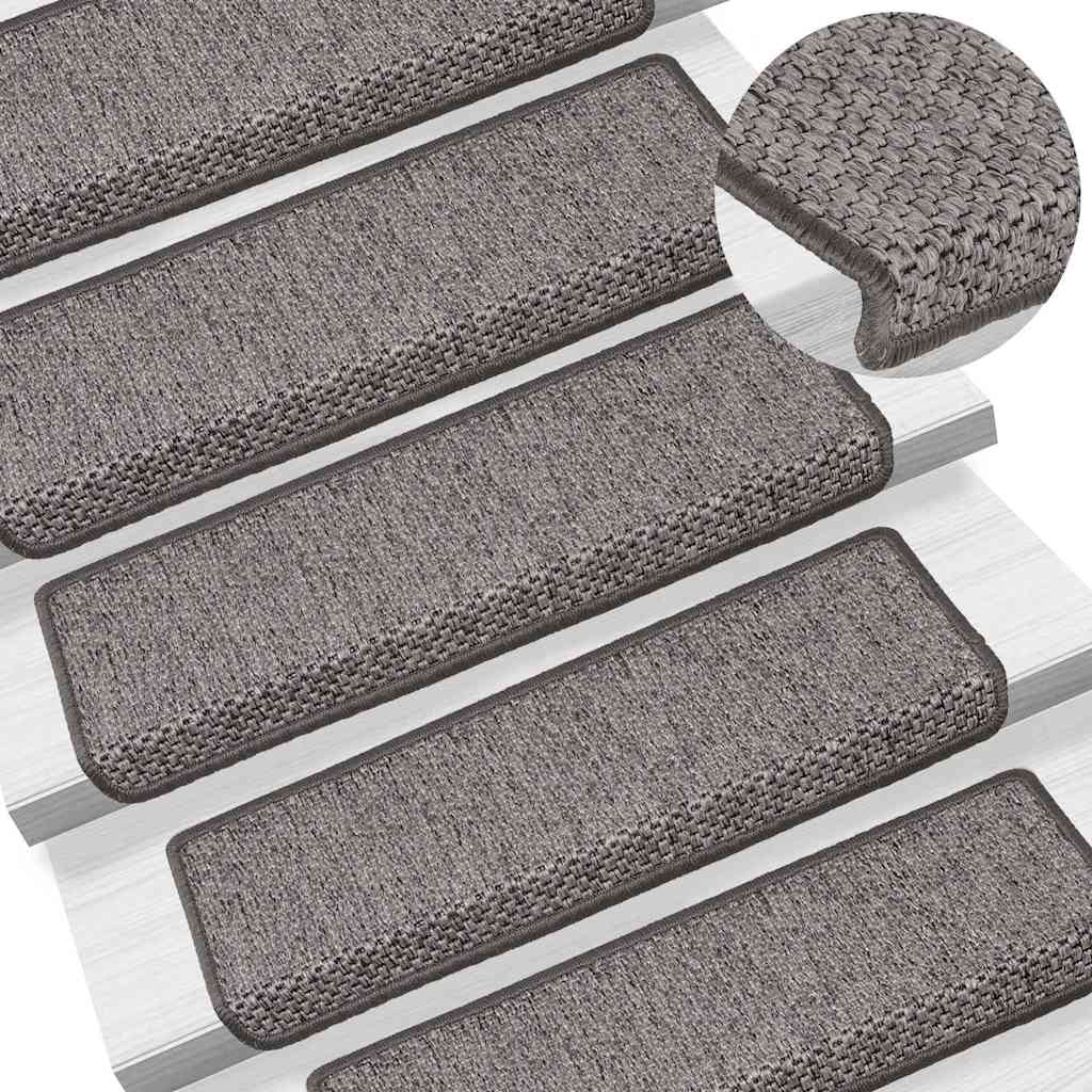 Selvklebende trappematter sisal 30 stk 65x21x4 cm grå og beige
