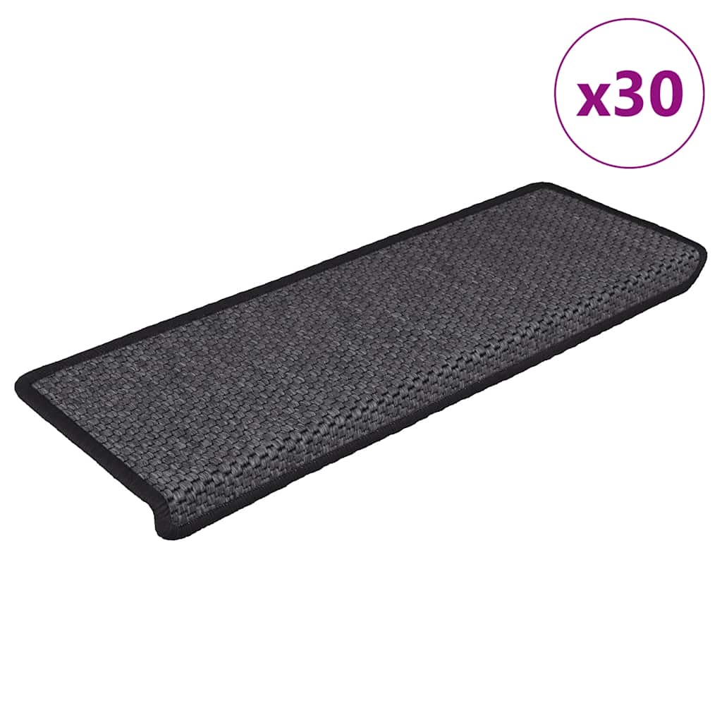 Selvklebende trappematter sisal 30 stk 65x21x4 cm antrasitt
