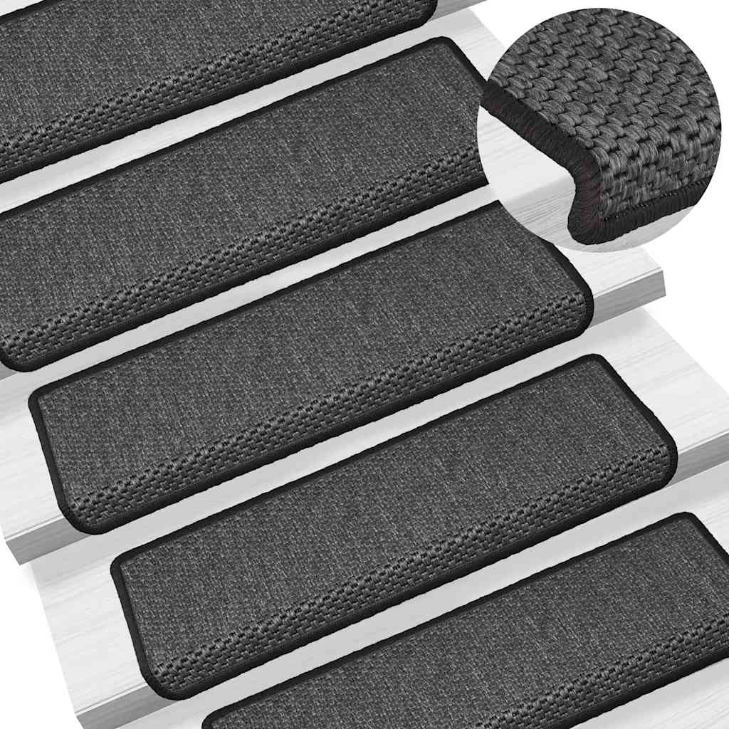 Selvklebende trappematter sisal 30 stk 65x21x4 cm antrasitt