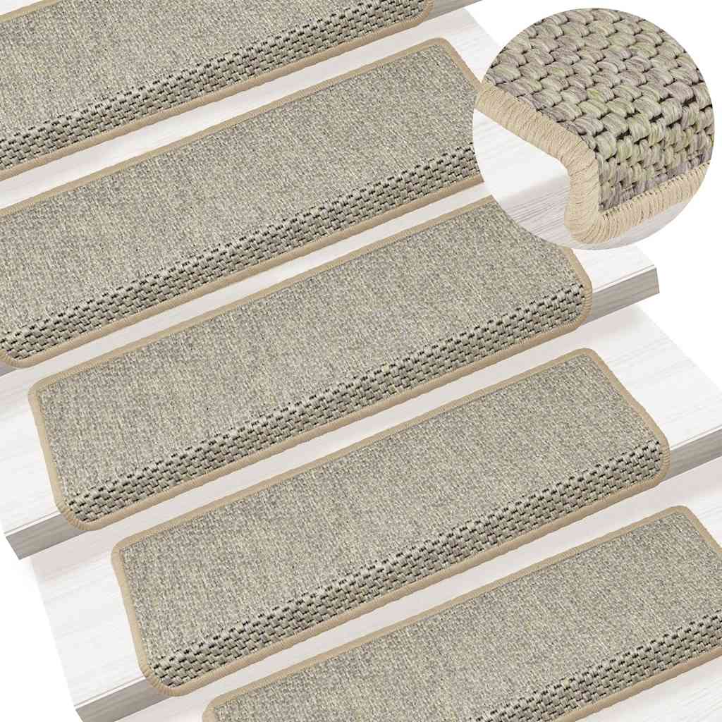 Selvklebende trappematter sisal 30 stk 65x21x4 cm lysegrønn