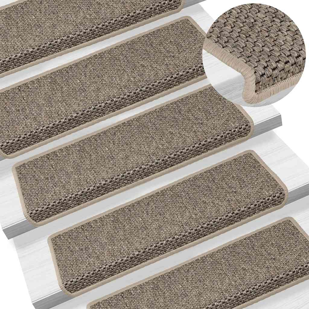 Selvklebende trappematter sisal 30 stk 65x21x4 cm mørk beige