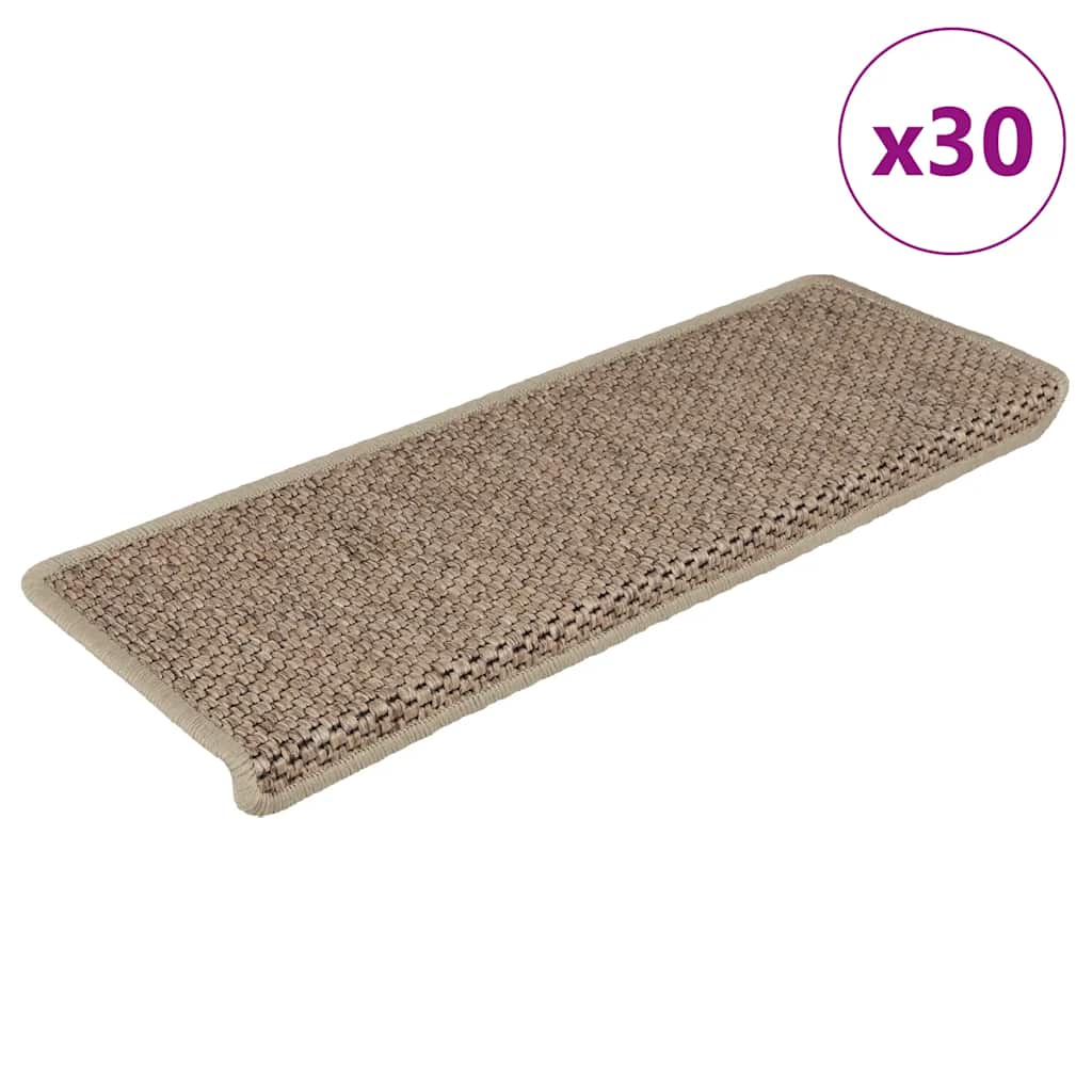 Selvklebende trappematter sisal 30 stk 65x21x4 cm sand