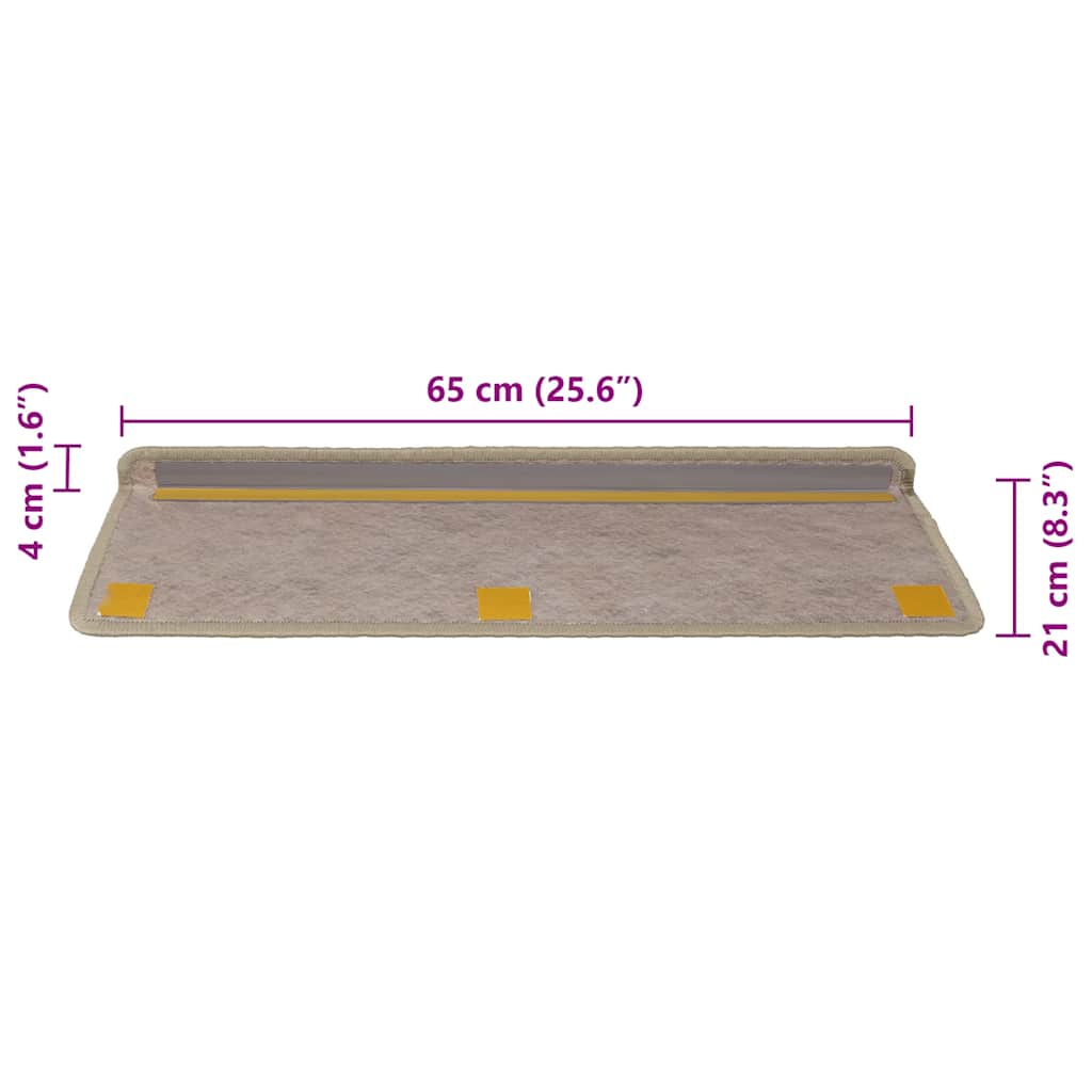 Selvklebende trappematter sisal 30 stk 65x21x4 cm sand
