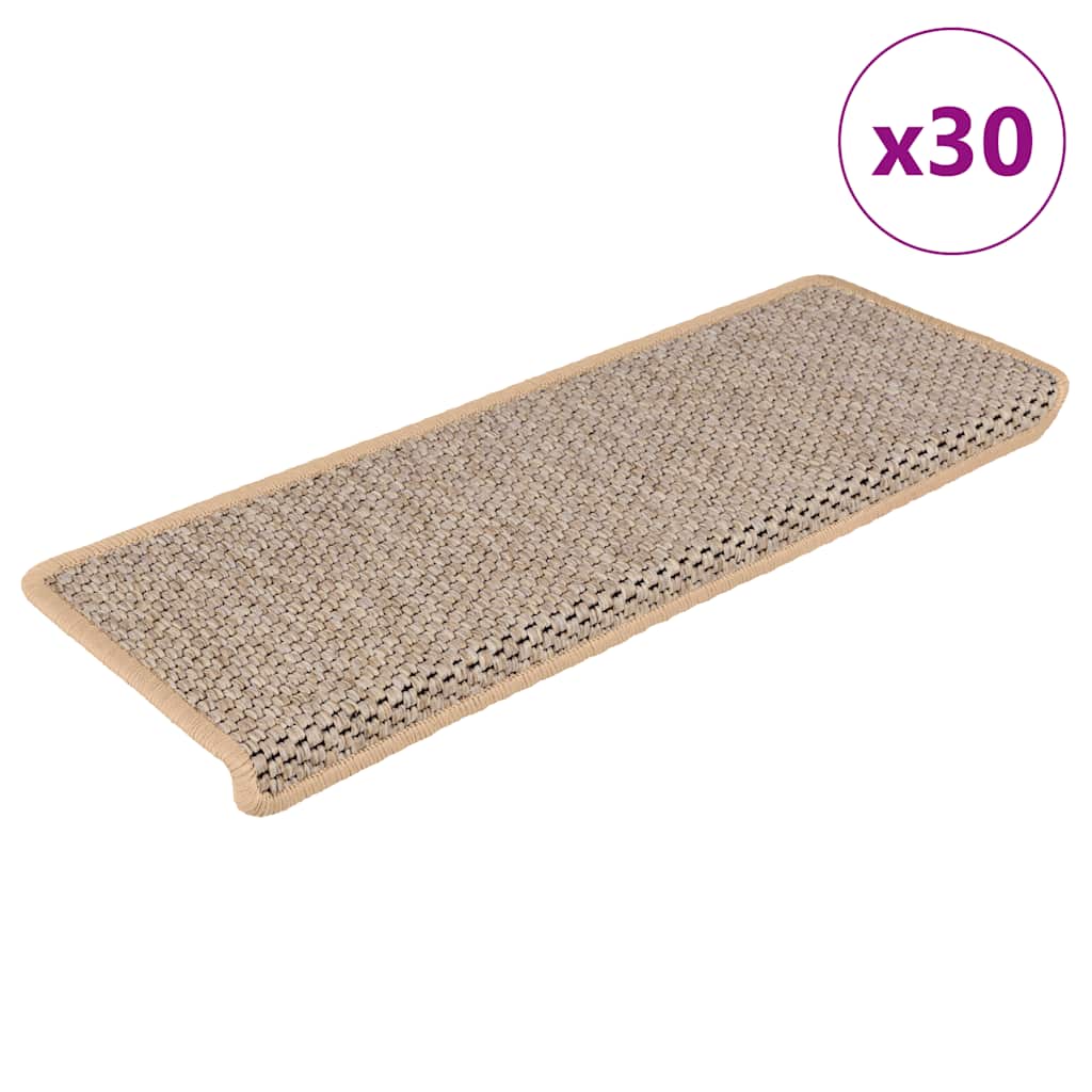 Selvklebende trappematter sisal 30 stk 65x21x4 cm lysebeige