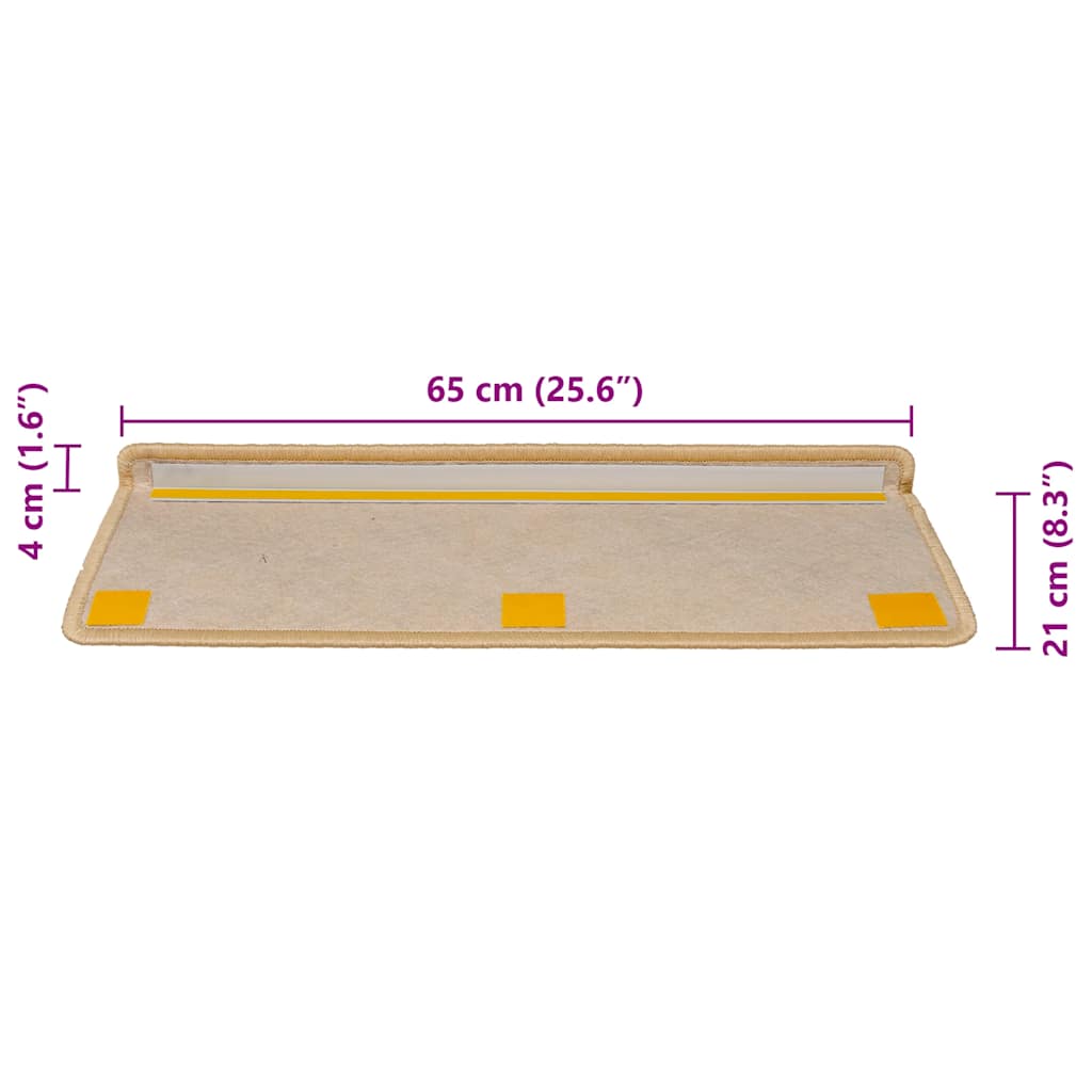 Selvklebende trappematter sisal 30 stk 65x21x4 cm lysebeige