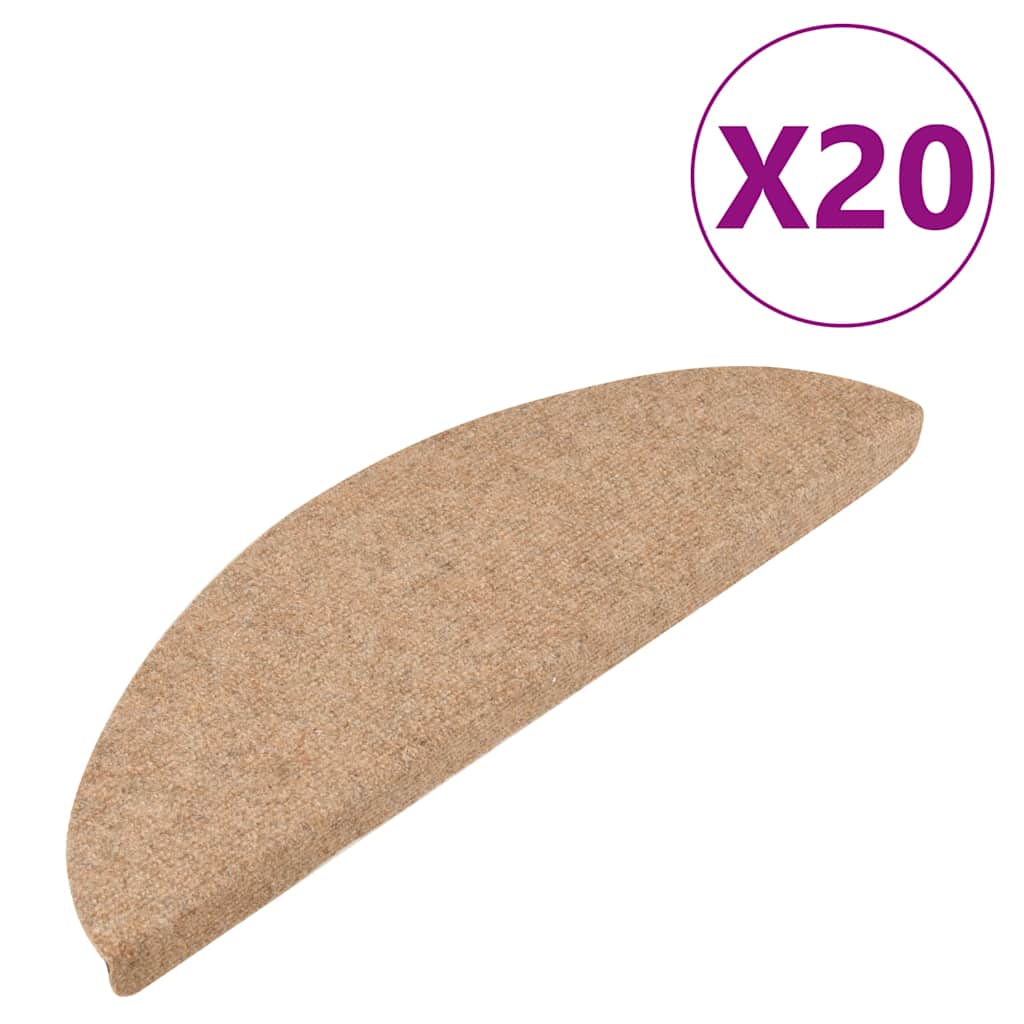 Selvklebende trappematter 20 stk beige 56x17x3 cm