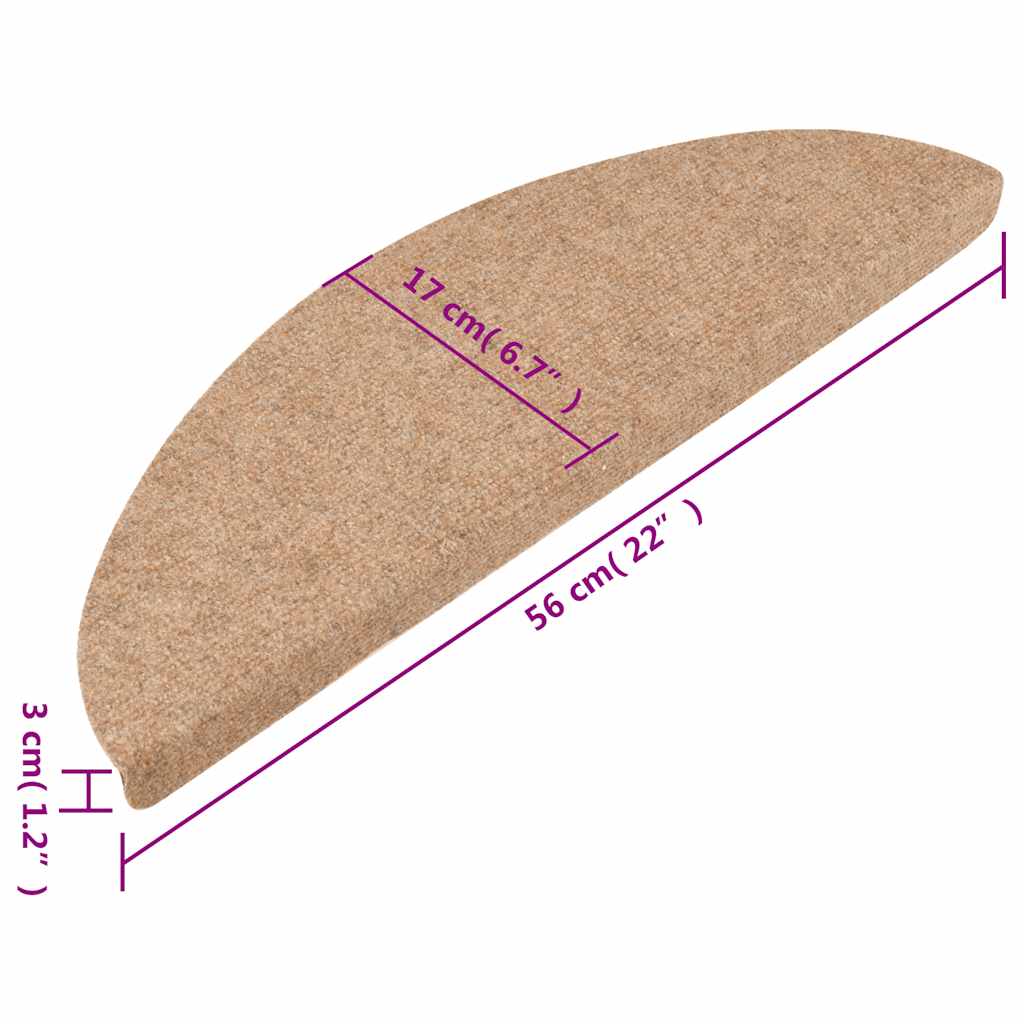 Selvklebende trappematter 20 stk beige 56x17x3 cm