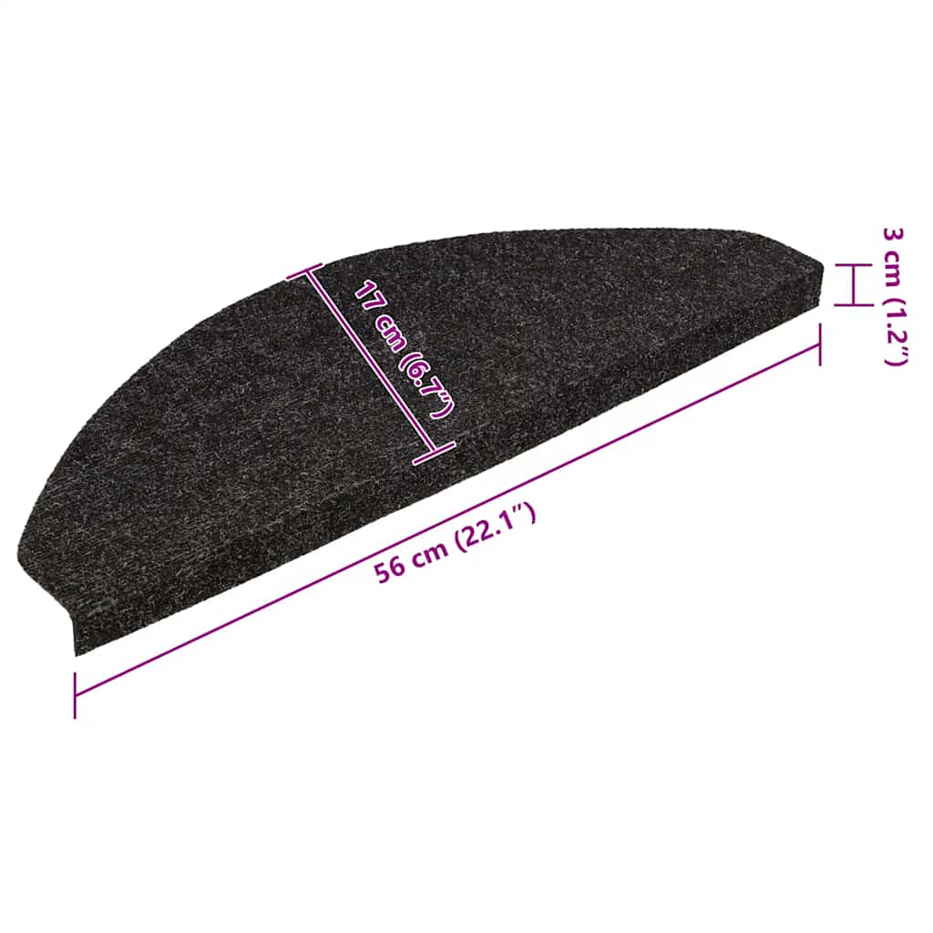 Selvklebende trappematter 30 stk svart 56x17x3 cm