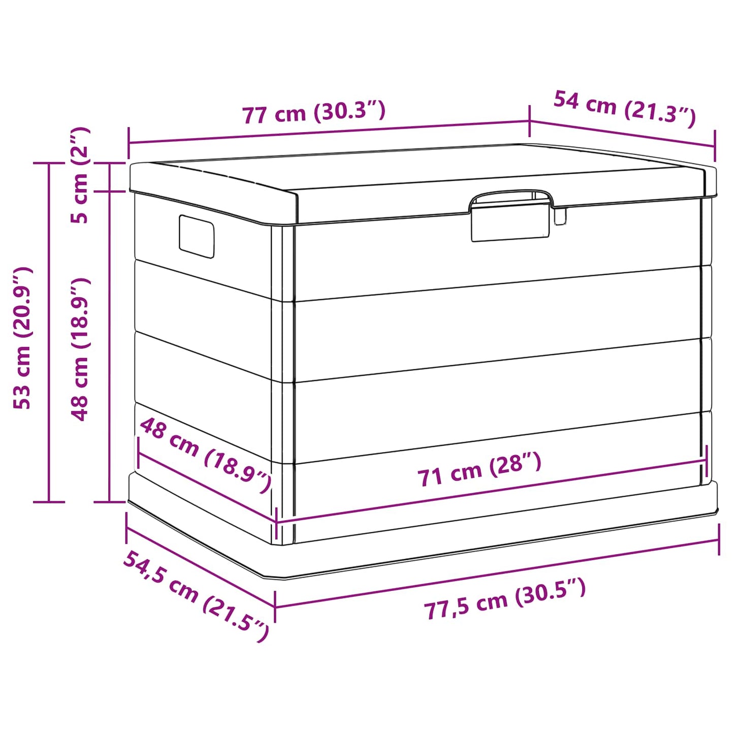 Hage Lagringsboks Antrasitt 77,5 x 54,5 x 53 cm Plast