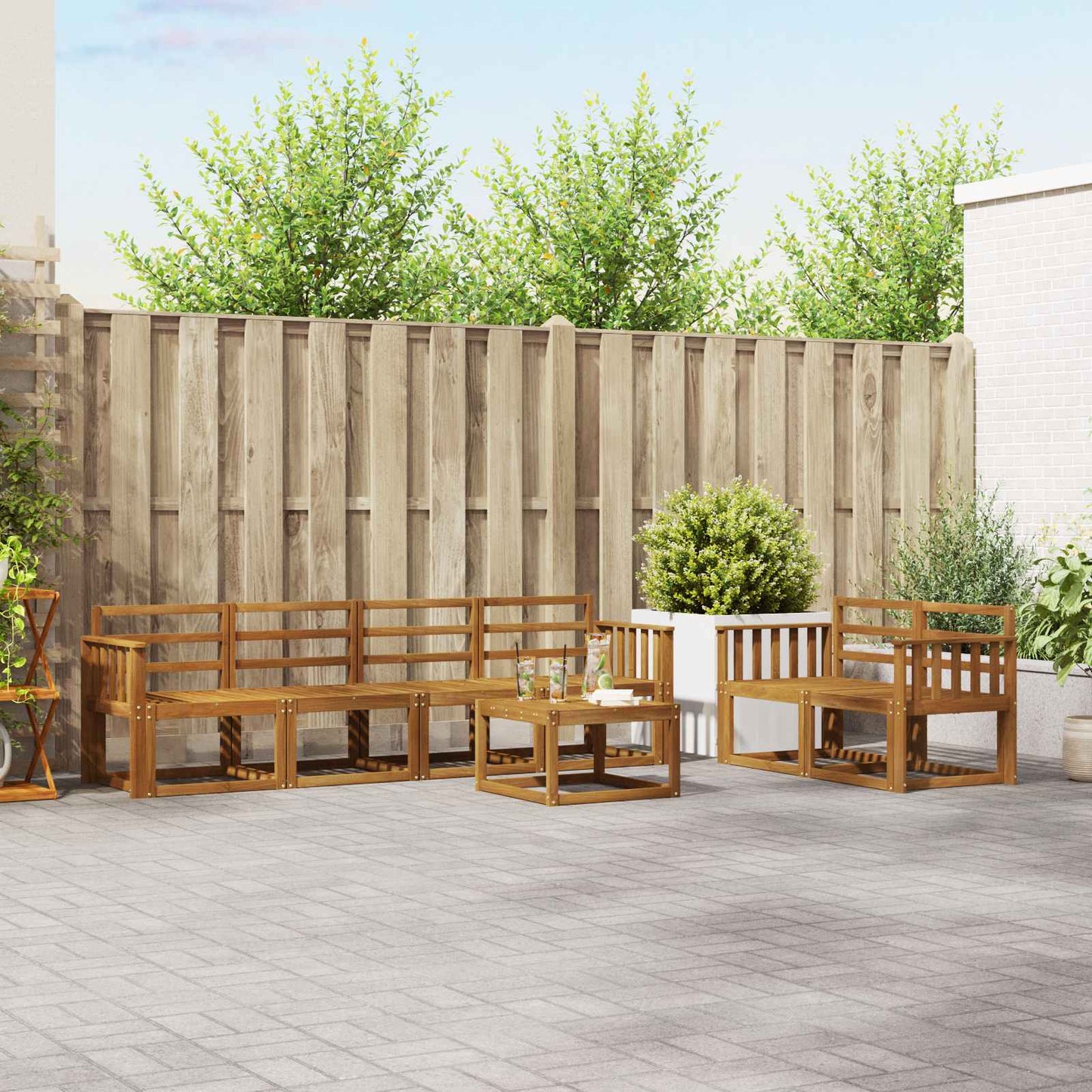 Utendørs sofa-sett 7 pcs Naturlig