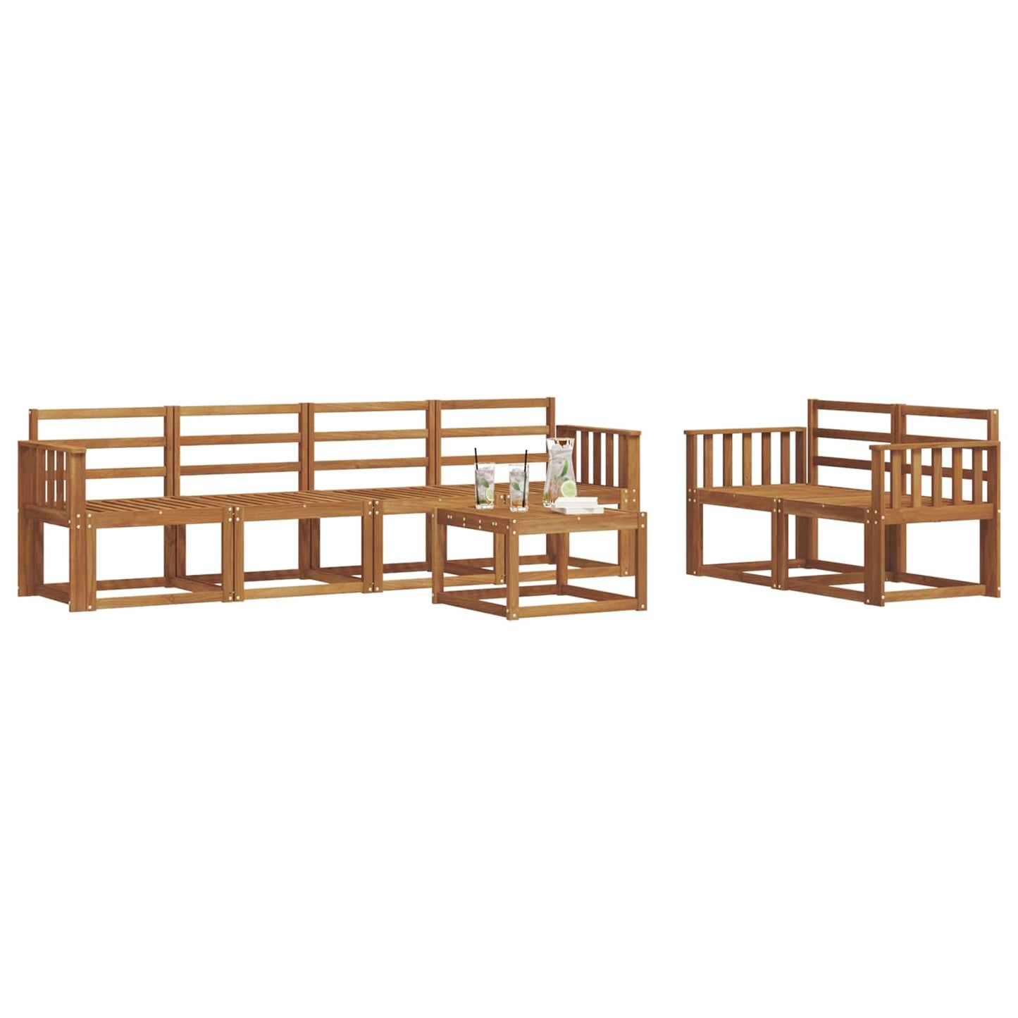 Utendørs sofa-sett 7 pcs Naturlig
