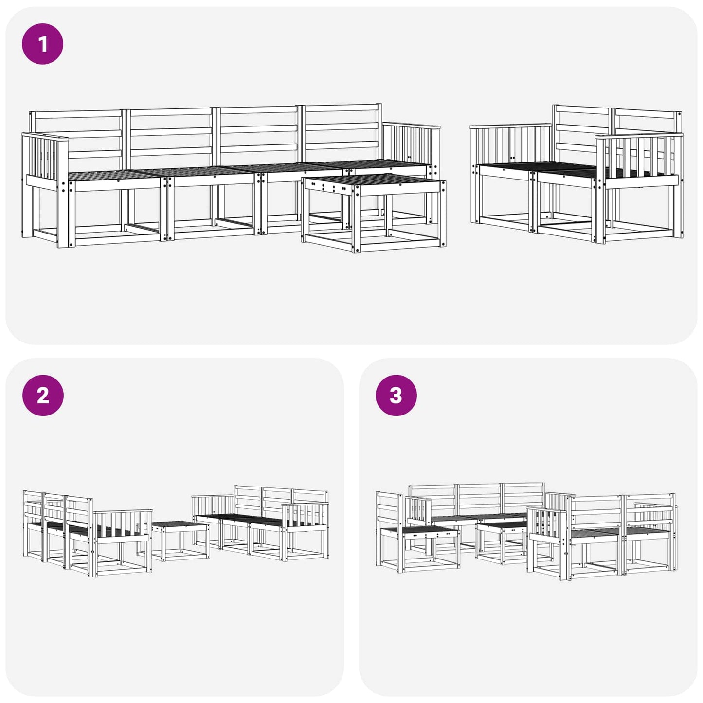 Utendørs sofa-sett 7 pcs Naturlig