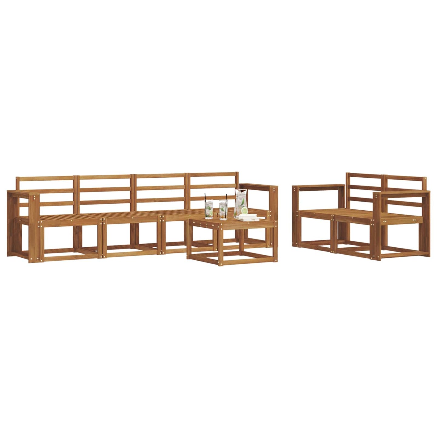 Utendørs sofa-sett 7 pcs Naturlig