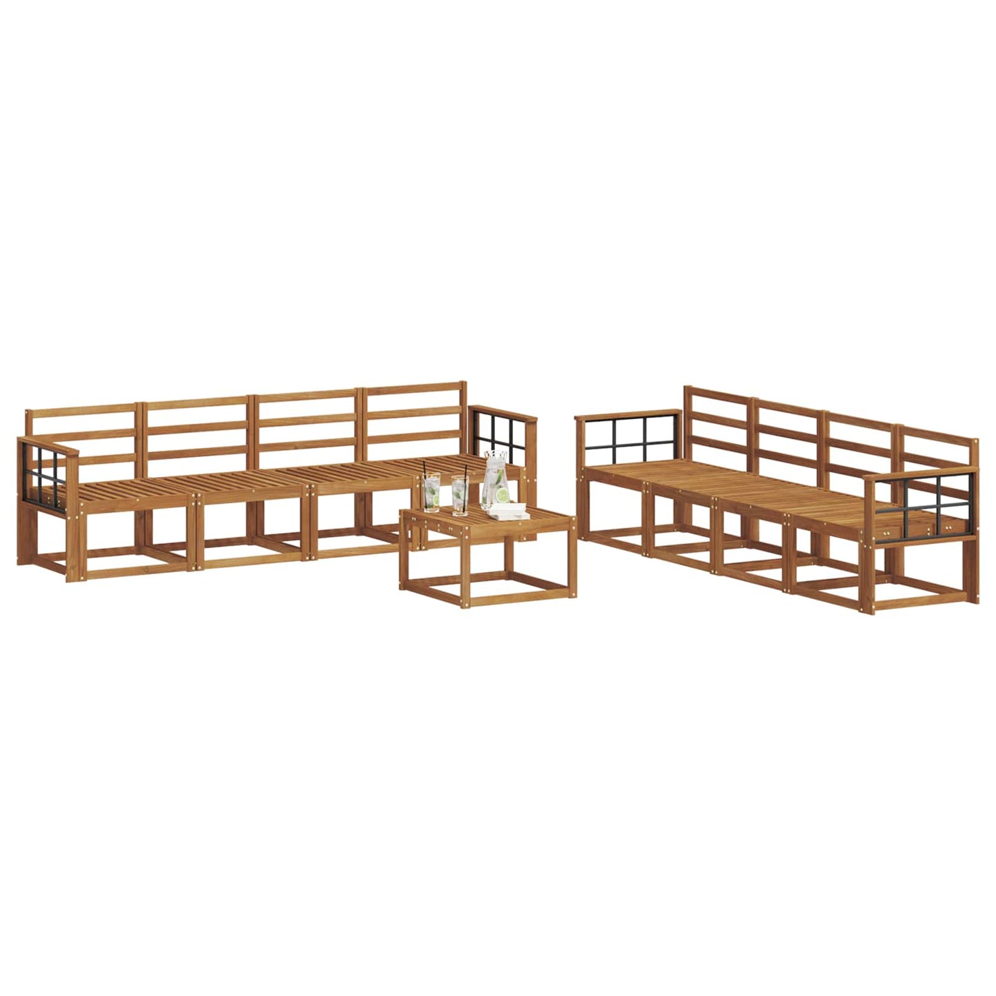Utendørs sofa-sett 9 pcs Naturlig