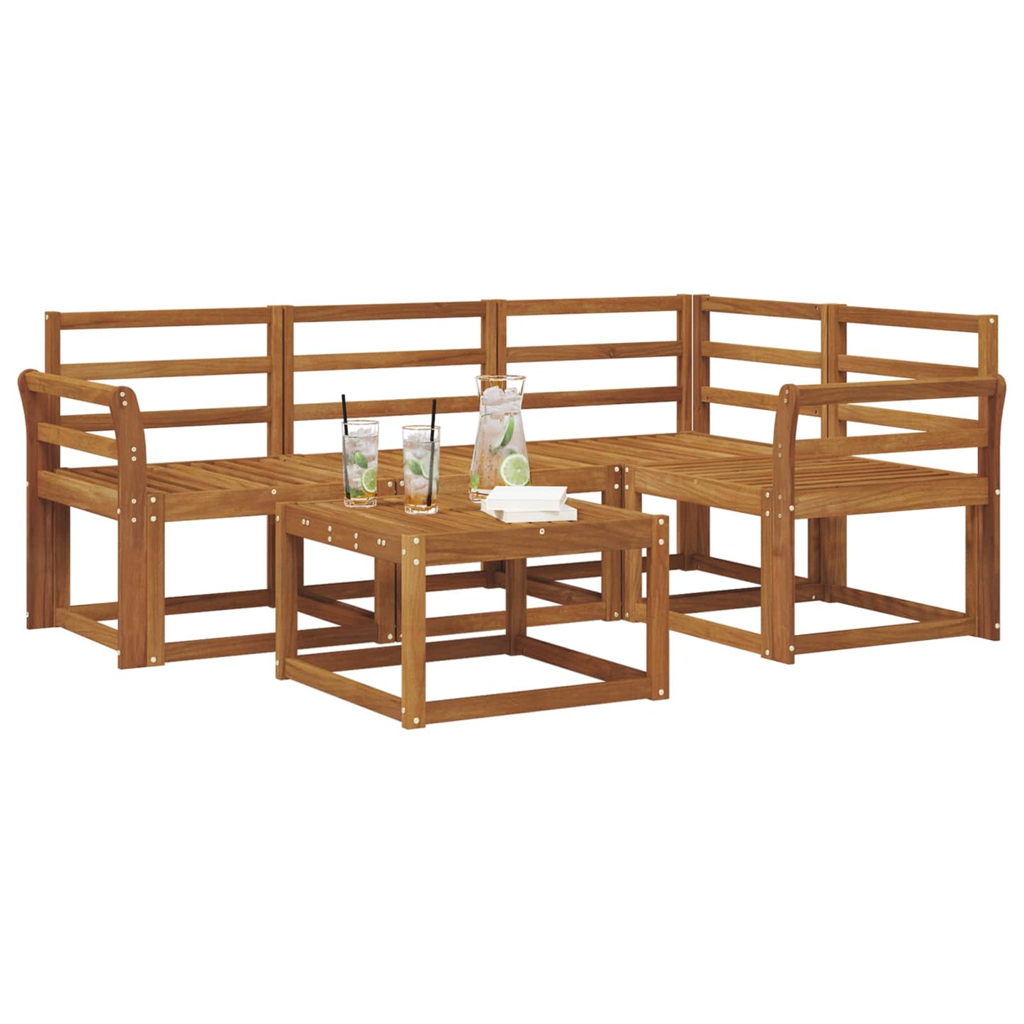 Utendørs sofa-sett 5 pcs Naturlig Solid akasietre