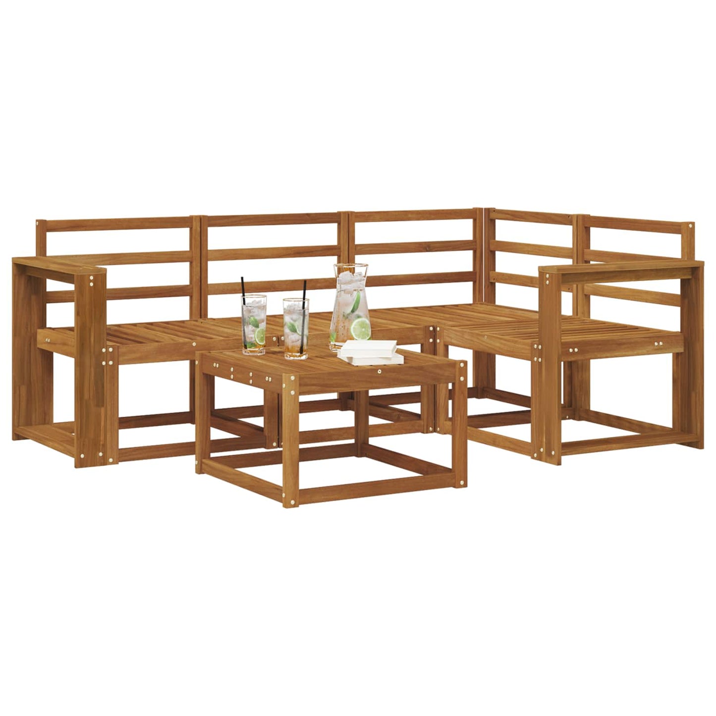Utendørs sofa-sett 5 pcs Naturlig Solid akasietre
