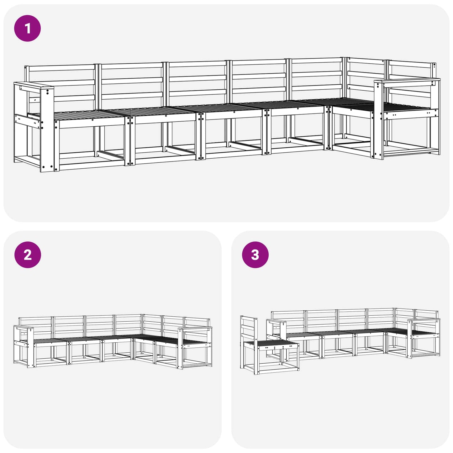 Utendørs sofa-sett 6 pcs Naturlig Solid akasietre