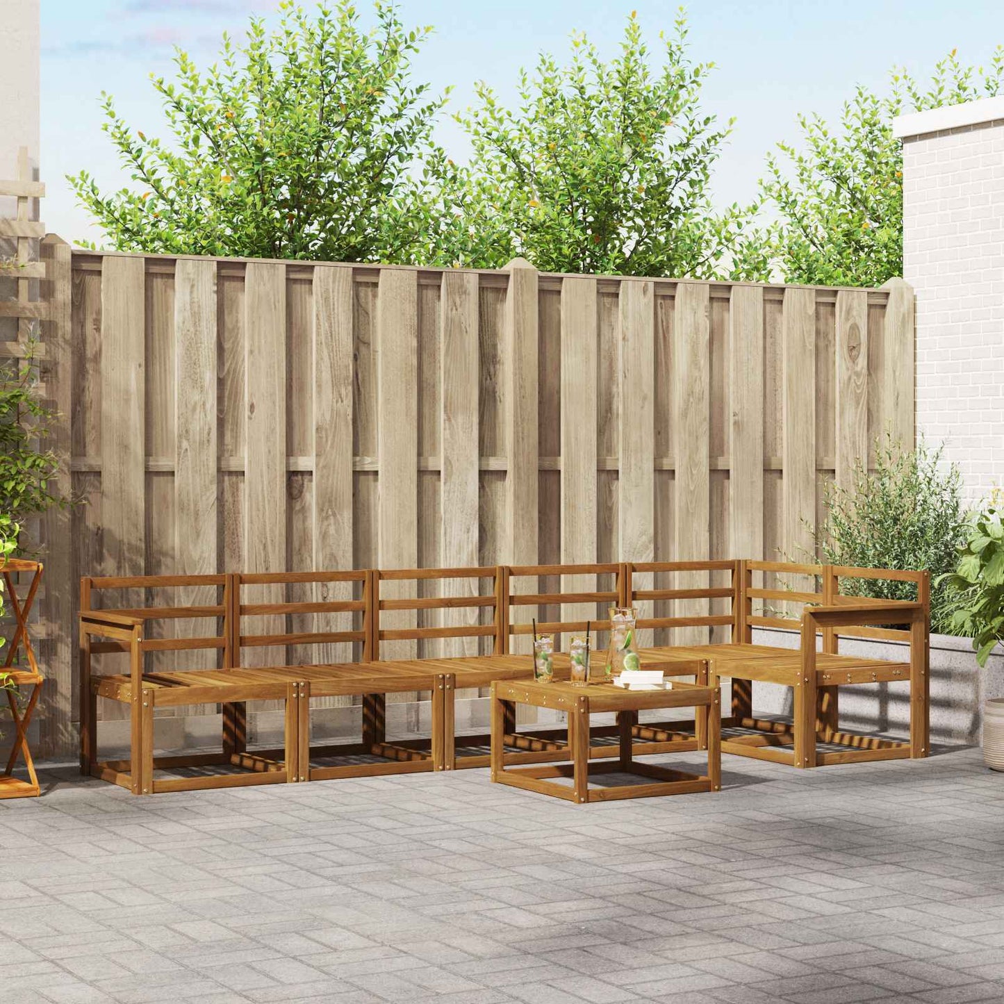 Utendørs sofa-sett 7 pcs Naturlig Solid akasietre