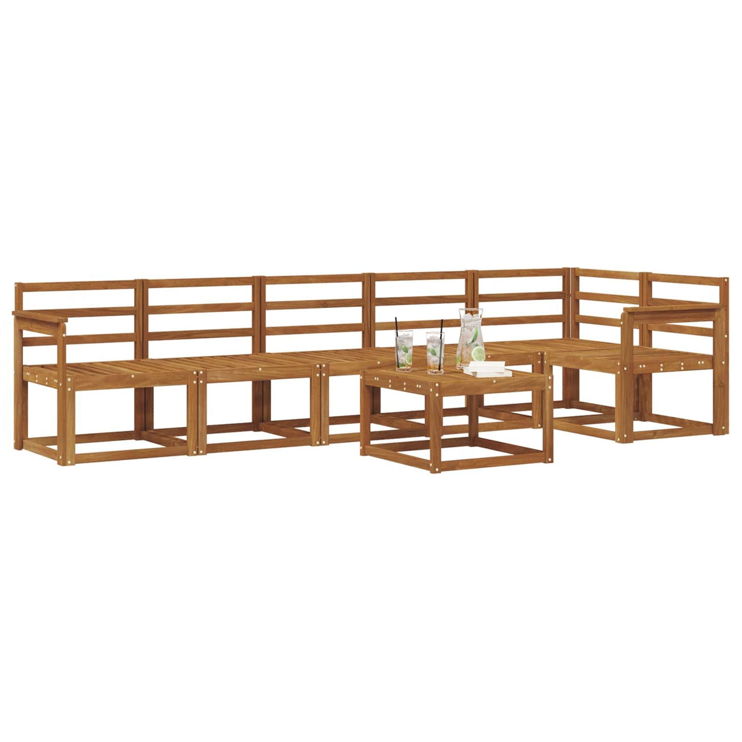 Utendørs sofa-sett 7 pcs Naturlig Solid akasietre