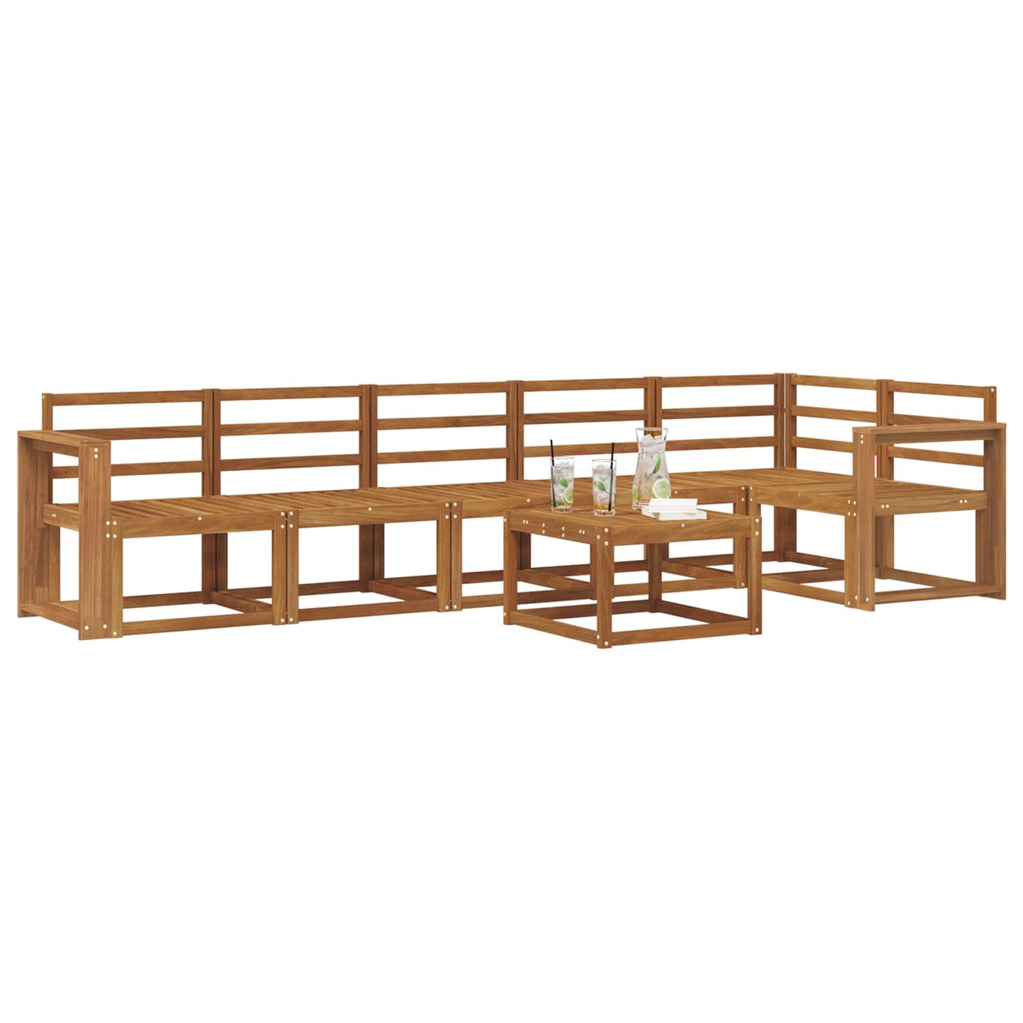 Utendørs sofa-sett 7 pcs Naturlig Solid akasietre
