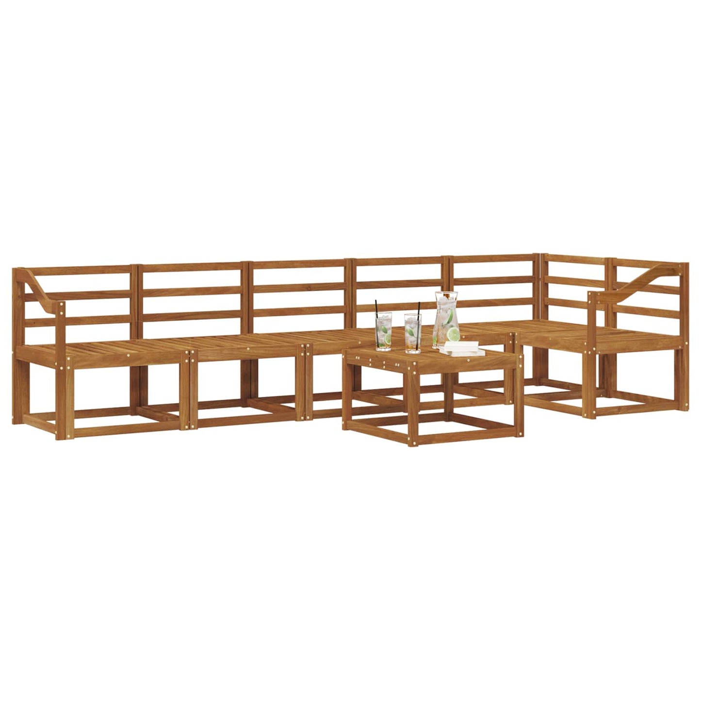 Utendørs sofa-sett 7 pcs Naturlig Solid akasietre